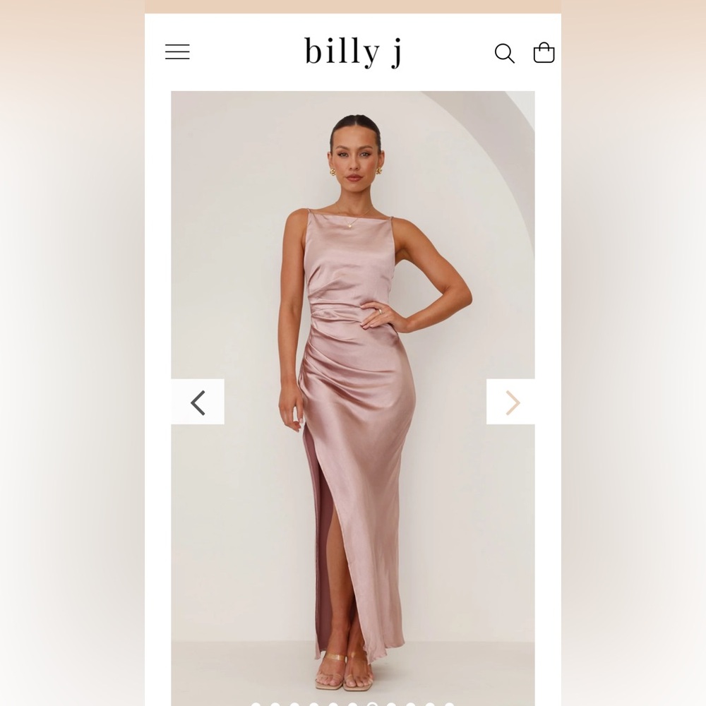 Billy J - Ava Maxi Dress - dusty pink - satin dress - size 6